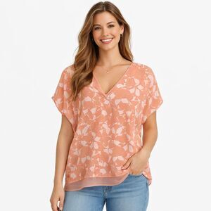 DKNY Top Large Elegant Lightweight Layer Blouse NWT